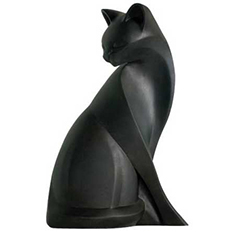 modern simple cat black marble sculpture